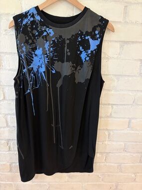 L.A.M.B. Black Tank with Blue & Gray Paint-Splash
(B3)